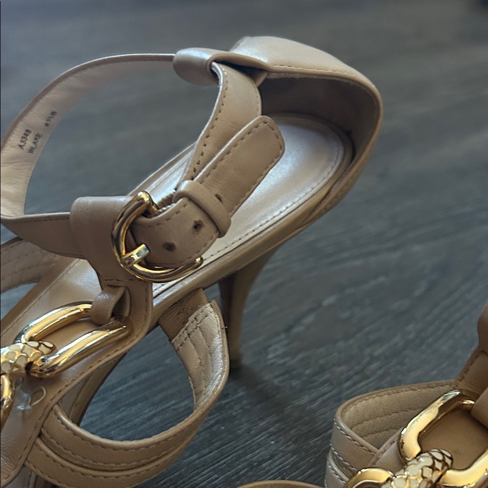 Coach “Blake” Women's Metallic Gold Chain Heels size 8.5 - Picture 9 of 10